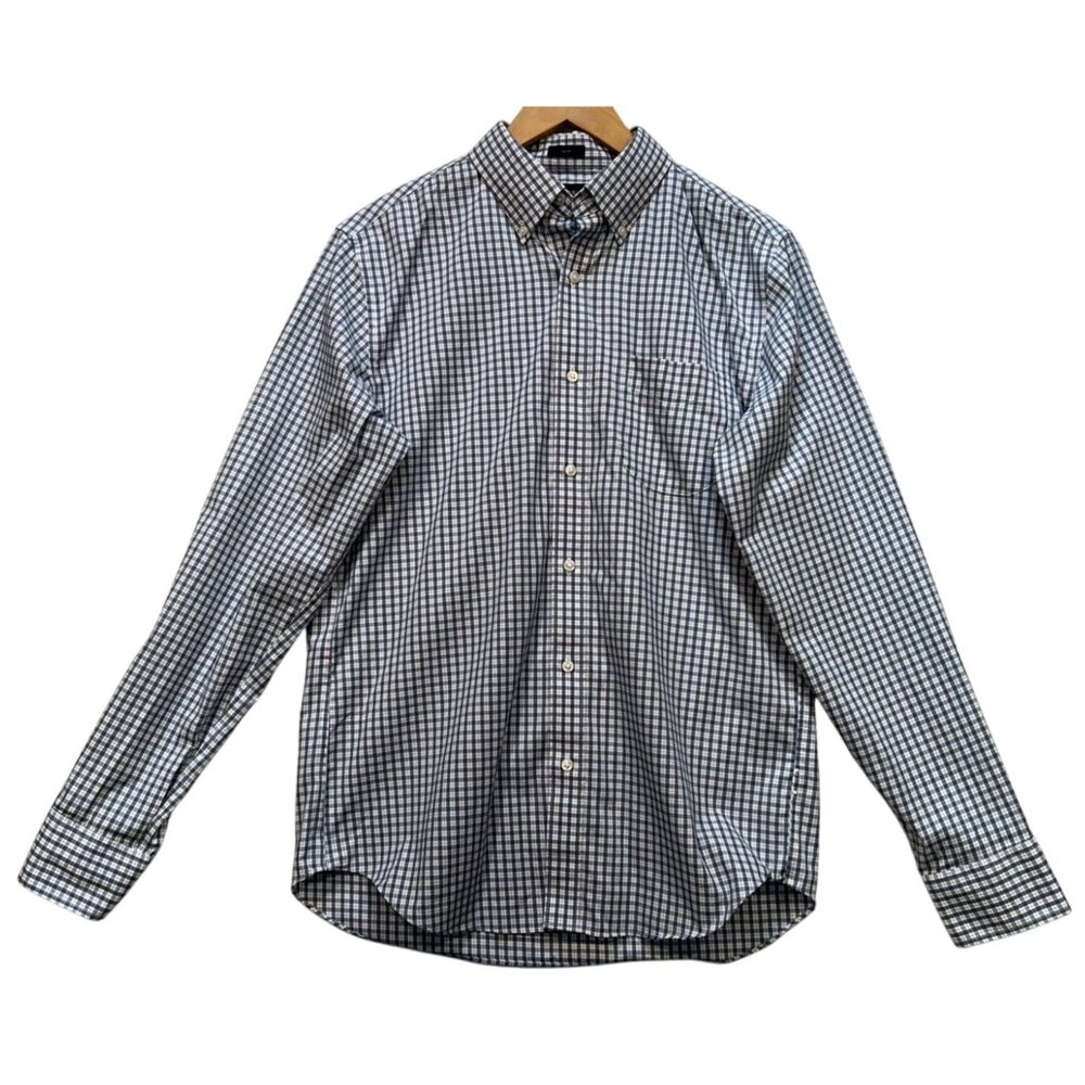 J.Crew Men's Button Down Shirt Slim Fit Size M Blue White Gingham Long Sleeve